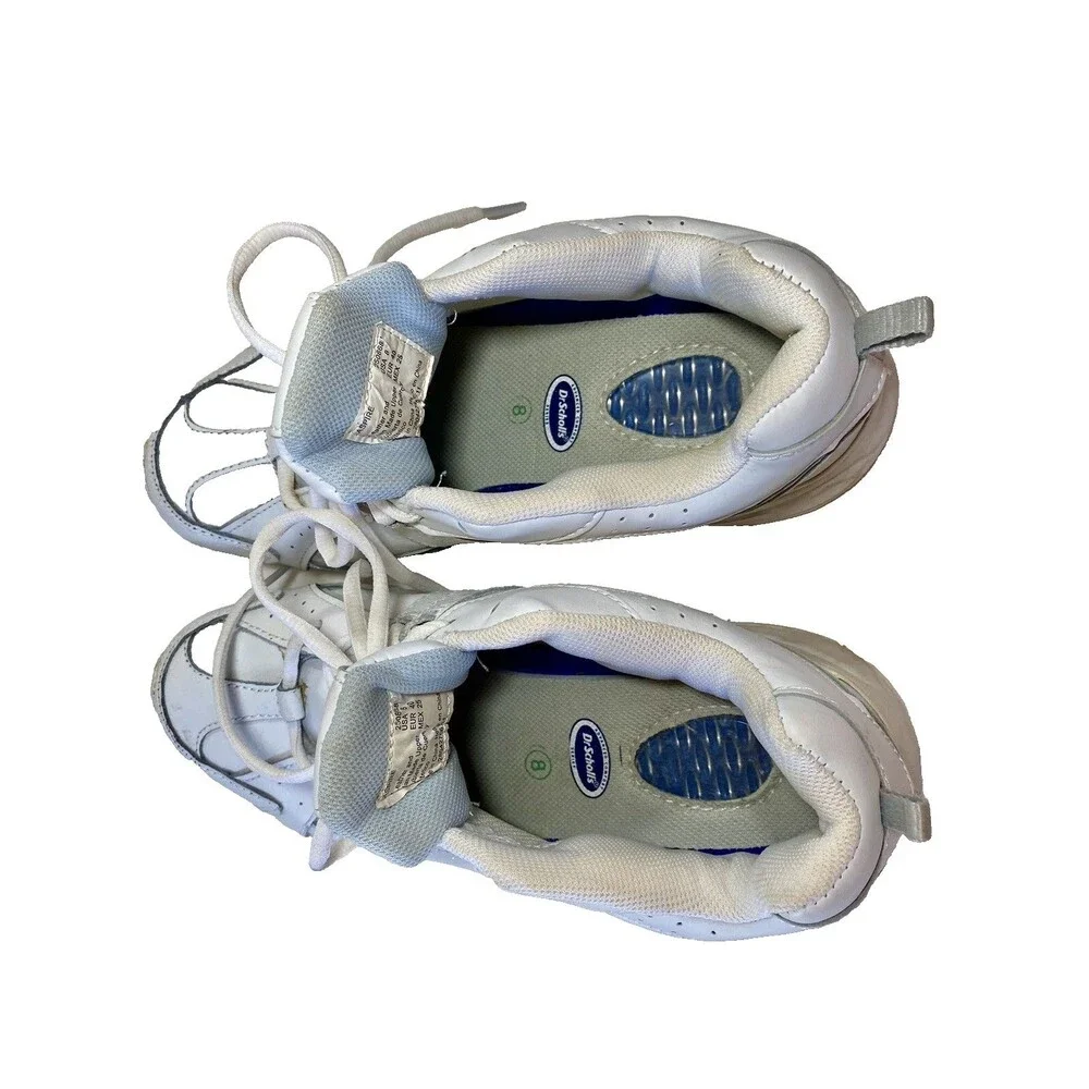 DR. SCHOLLs  Womens Shoes Sz 8 White Leather Lace Up Cushion Gel Walking